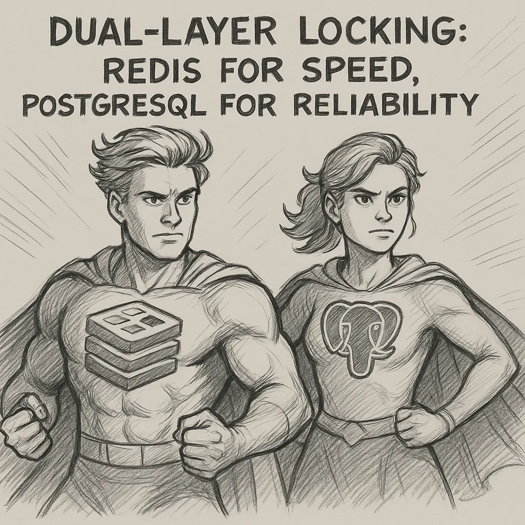 Redis and PostgreSQL logos side by side.