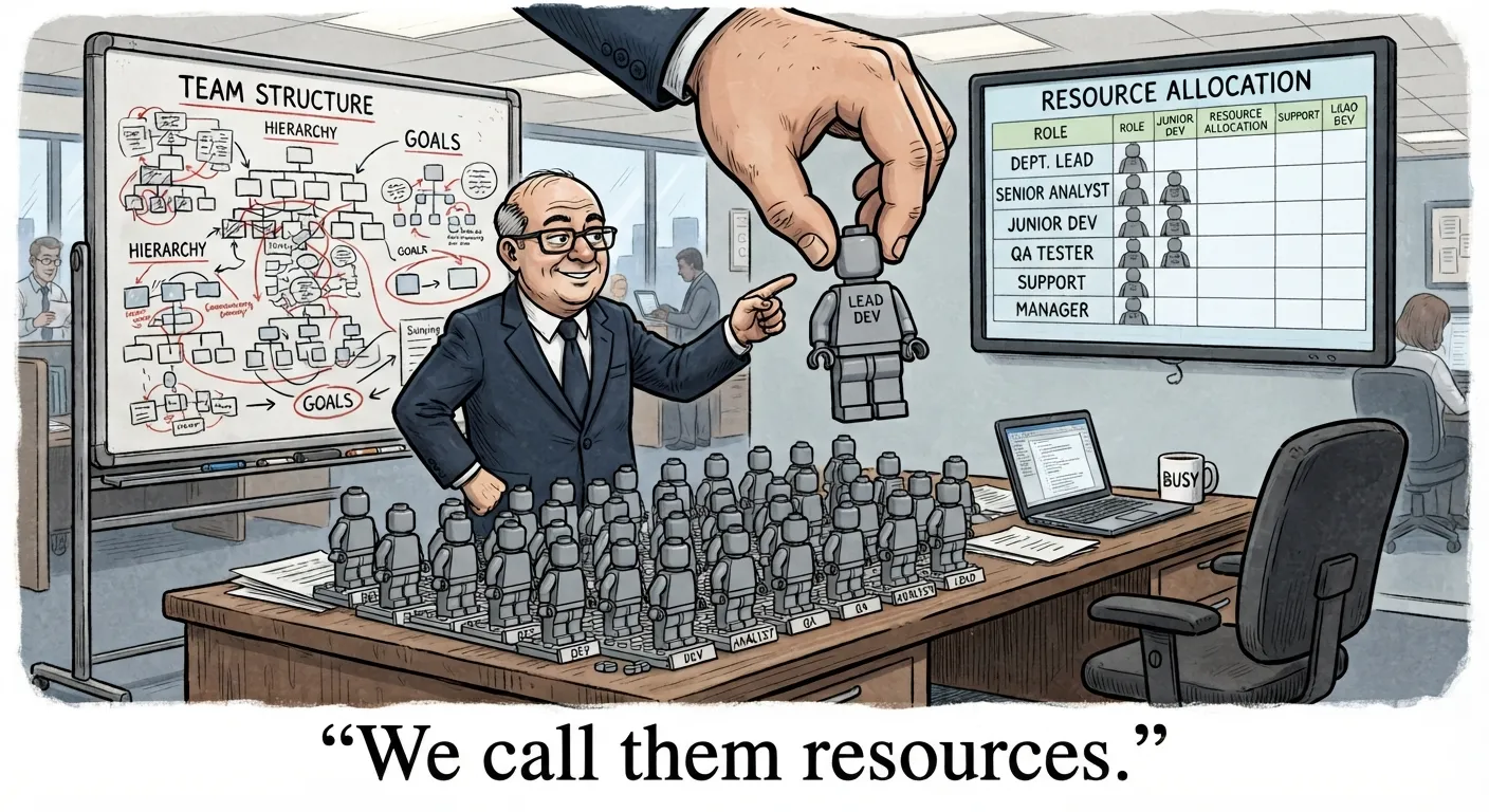 Resource planning treats people as interchangeable slots; product teams need trust, context, and chemistry