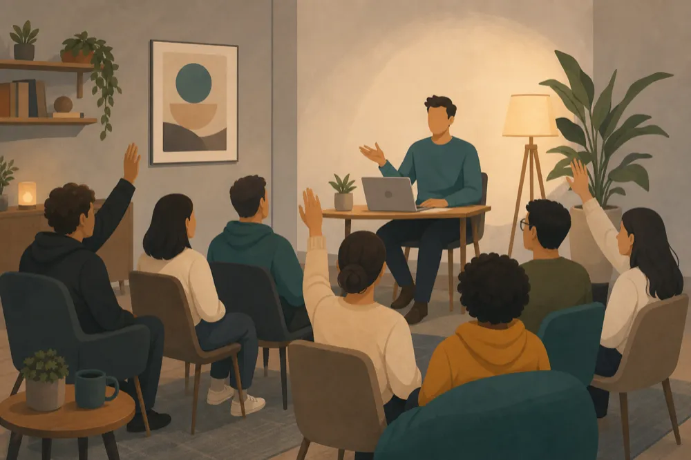 Audience at a small tech meetup