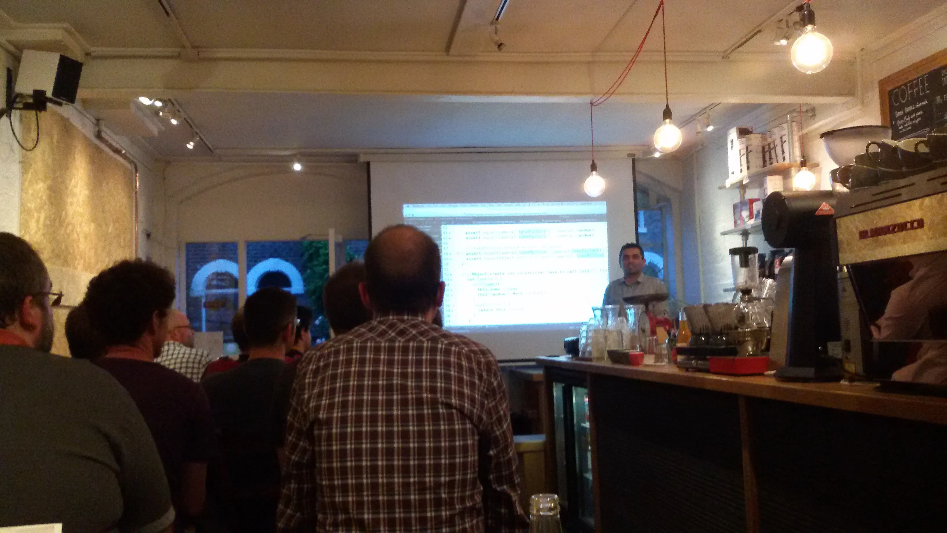 It's me presenting at the JavaScript & NodeJS Cambridge Meetup Group