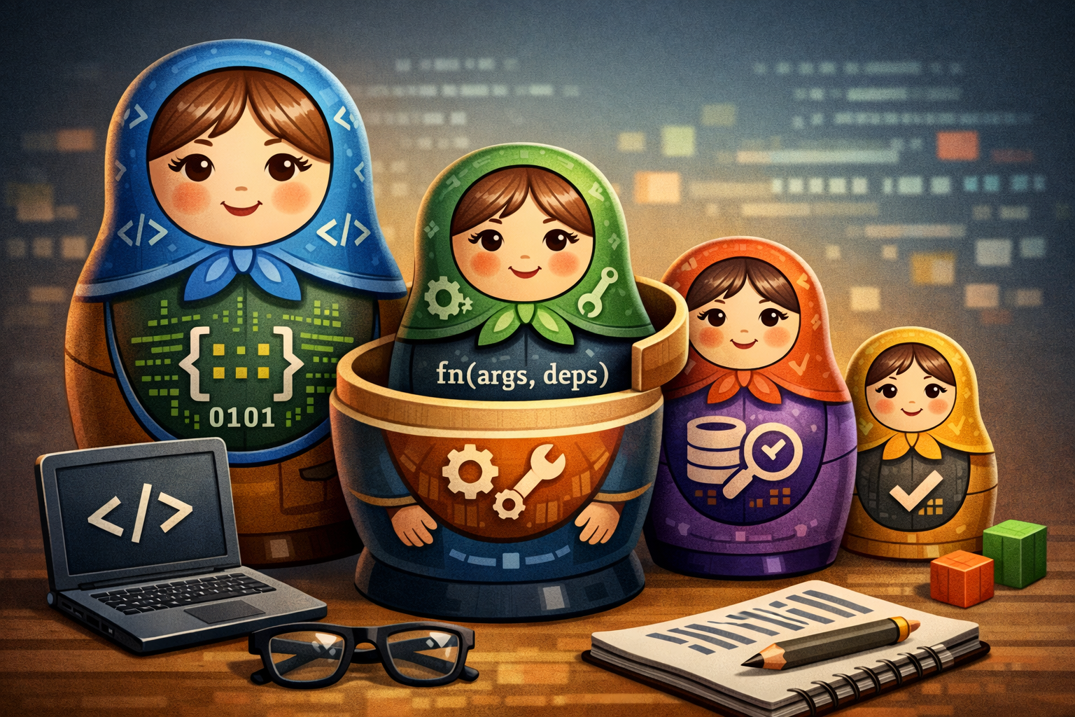 fn(args, deps) is all you need